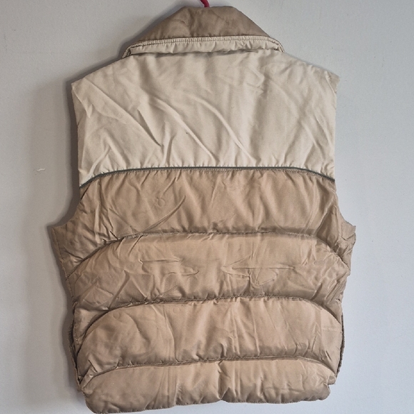 First Down Quilted Puffer Vest in Tan and Beige - Lightweight Sleeveless Layer - Picture 4 of 7